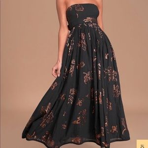 Free People Black Strapless Baja Babe Midi Dress